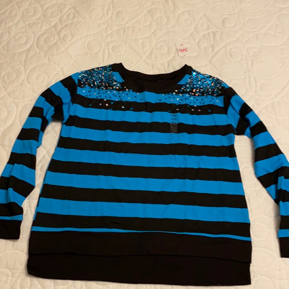 Justice black teal lightweight sweatshirt 14/16 +